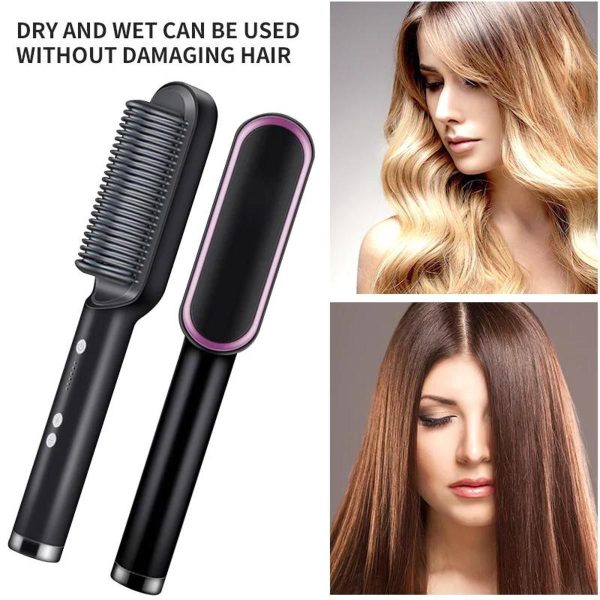 Electric Hair Straightening Brush - HQT-909B (Random Color) | Easy Styling |