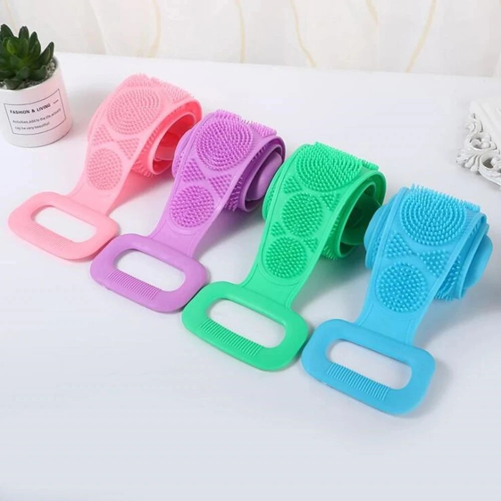 Silicone Body Scrubber Belt – Dual-Sided Bath & Massage Brush (Random Color) | Pack Of 2