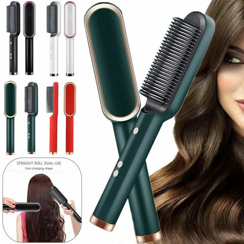 Electric Hair Straightening Brush - HQT-909B (Random Color) | Easy Styling |