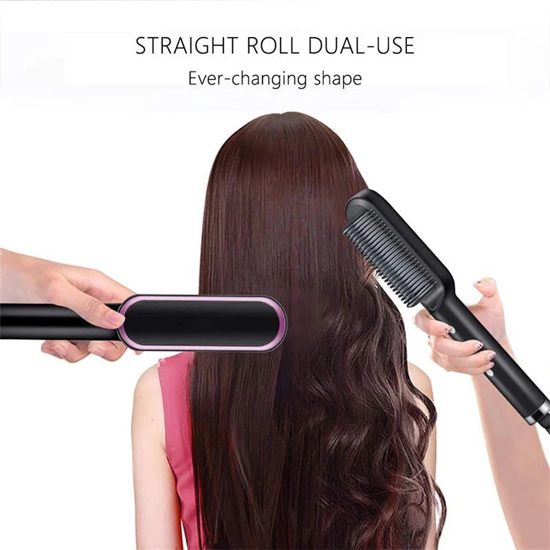 Electric Hair Straightening Brush - HQT-909B (Random Color) | Easy Styling |