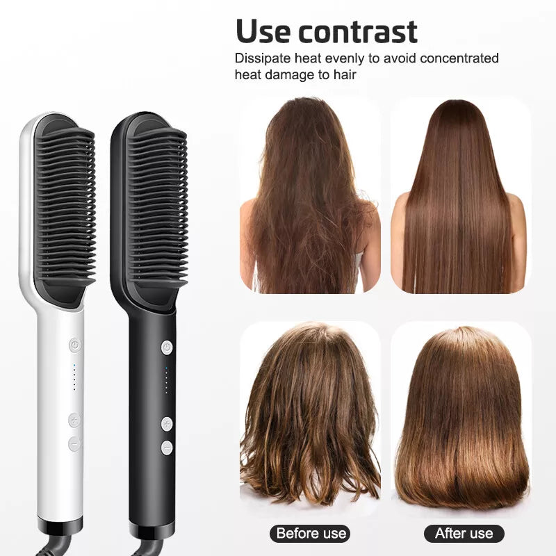 Electric Hair Straightening Brush - HQT-909B (Random Color) | Easy Styling |