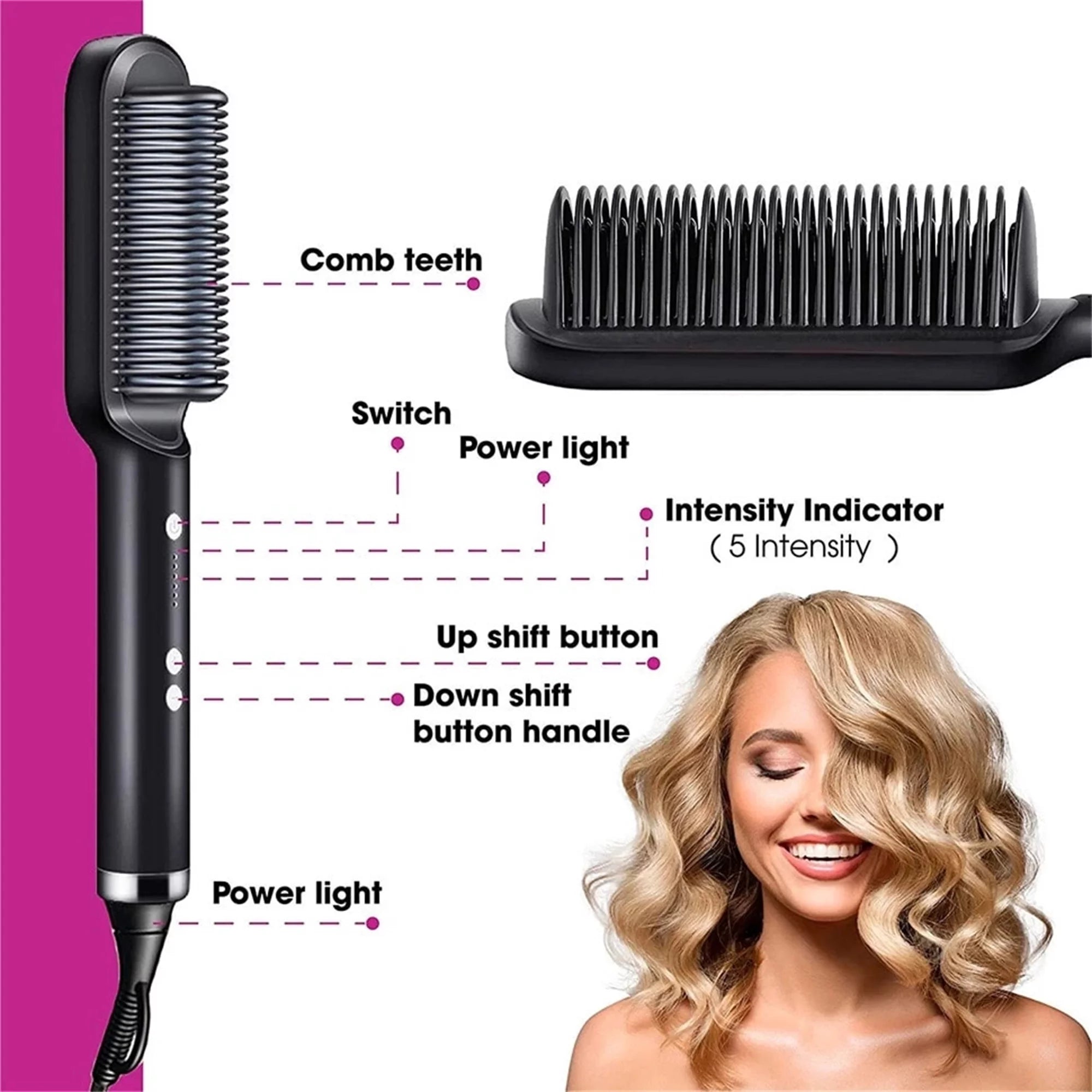 Electric Hair Straightening Brush - HQT-909B (Random Color) | Easy Styling |