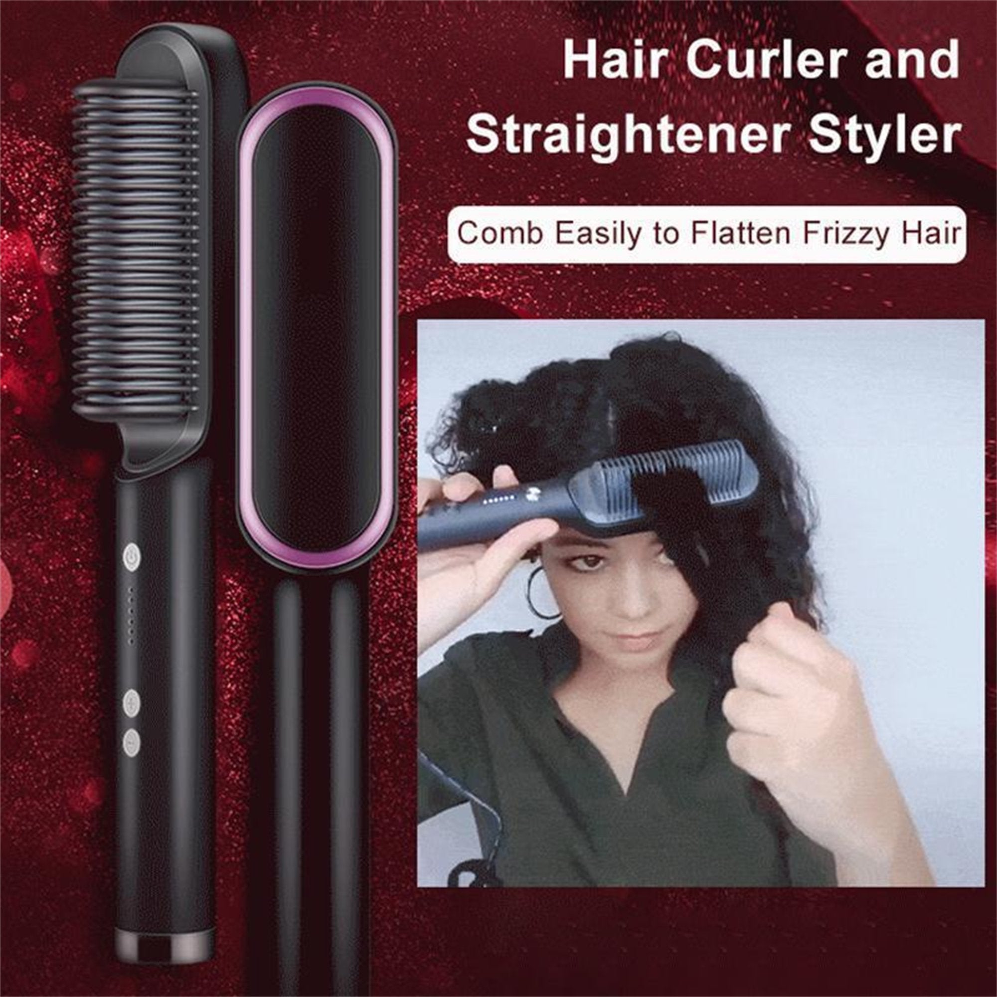 Electric Hair Straightening Brush - HQT-909B (Random Color) | Easy Styling |